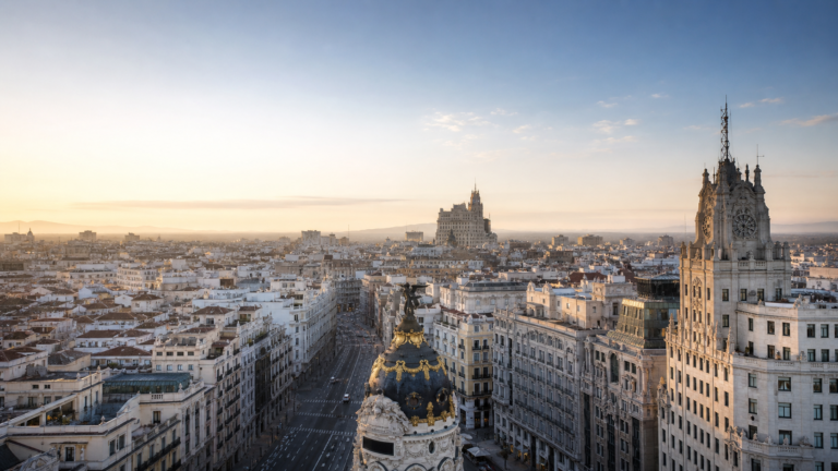 Vista panorámica de Madrid para un viaje a Europa desde Perú